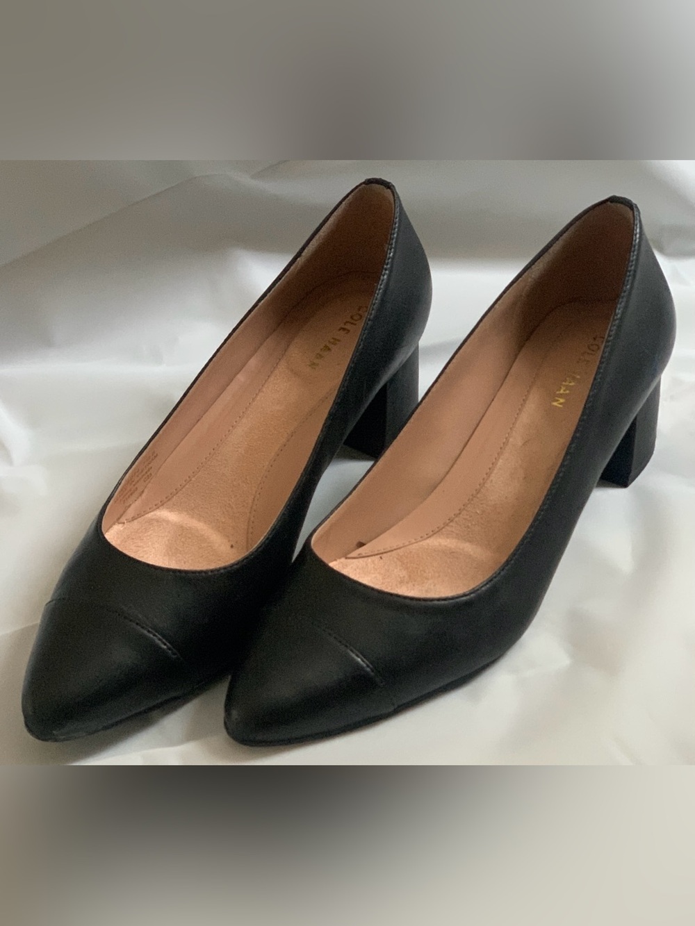Cole Haan Black Leather Block Heel Pumps for Women